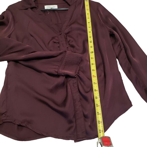 DEAR JHON SAYLOR GATHERED FRONT SHIRT CHERRY MARMALADE WOMENS LONG SELEEVE SZ M - Picture 8 of 9